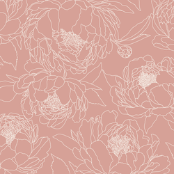 Large Sketched Garden in Vintage Pink