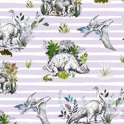 Dinoland in Light Lilac Stripes