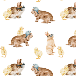Cool Bunnies and Chicks in White