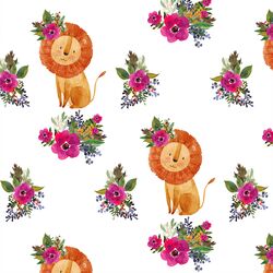 Floral Lion in White