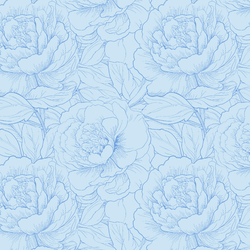Peony Sketch in Soft Rain