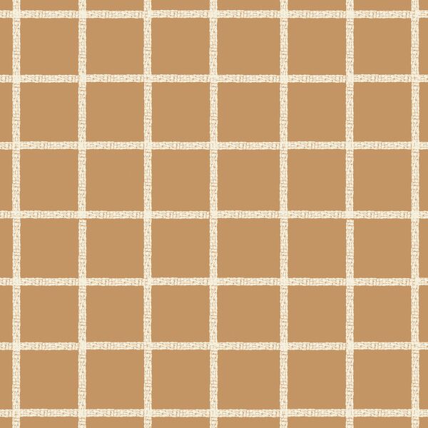 Stitched Grid in Ivory on Tawny