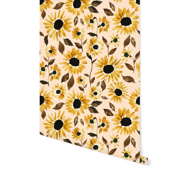 Blooming Sunflowers in Glowing Wallpaper by Indy Bloom Hawthorne