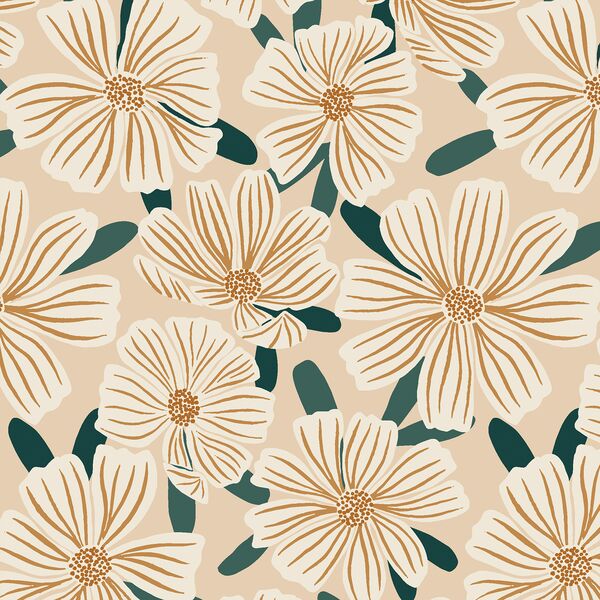 Christmas Cosmo Field in Mustard Gold and Cream on Custard
