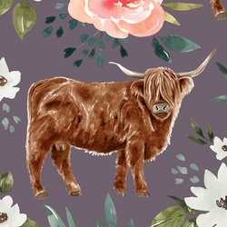 Large Highland Cow in Plum
