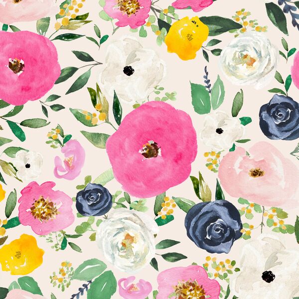 Free Falling Florals in Warm Ivory