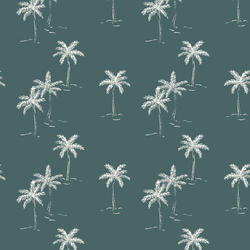 Sketched Palms in Teal Blue