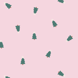 Tiny Tossed Christmas Trees in Pink Floss