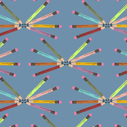 Pencil Fans in Denim Blue