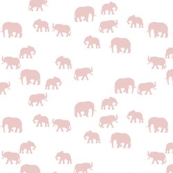Elephant Silhouette in Blush on White