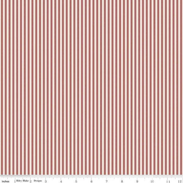1/8" Stripe in Canyon Rose on Ivory