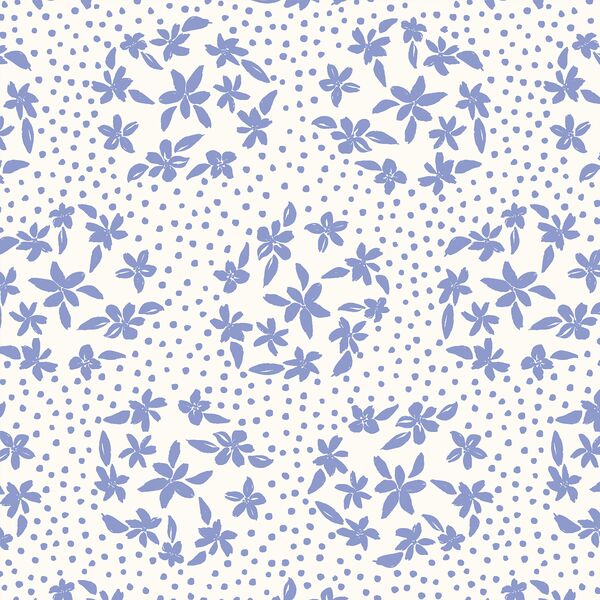 Floral Dot Silhouette in Light Periwinkle on Ivory