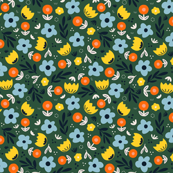 Floral in Dark Green
