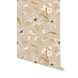 Freehand Floral in Tan