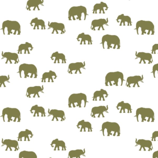 Elephant Silhouette in Jungle on White