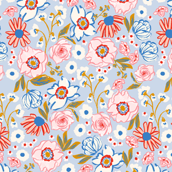 Charleston Florals in Periwinkle Sky