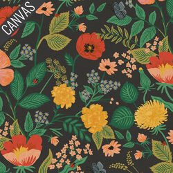 Botanical Floral Canvas in Black
