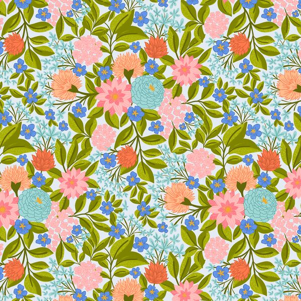 Floral Celebration in Sky Blue