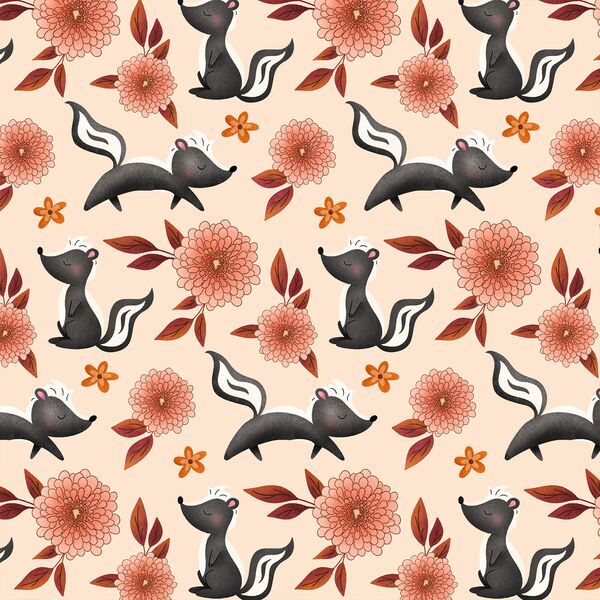 Charming Skunks in Warm Cream