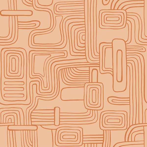 Organic Lines in Caramel on Peach