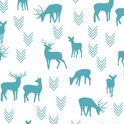 Deer Silhouette in Lagoon on White