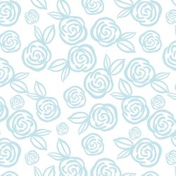 Tea Roses in Hydrangea Blue on White