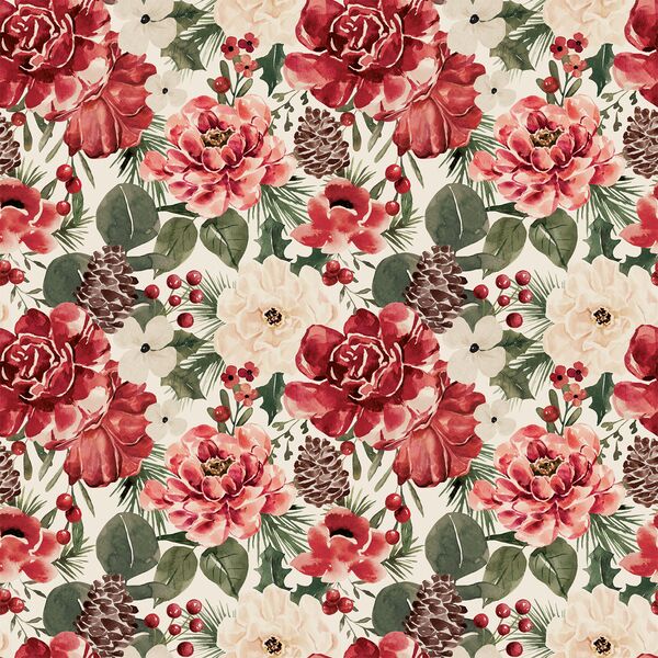 Pinecone Floral in Cream