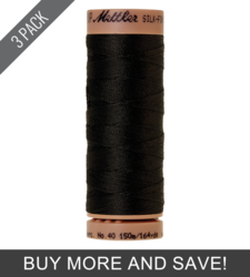 Black (9136-4000) - Silk Finish Cotton 40wt - 164 Yards (3 Pack)