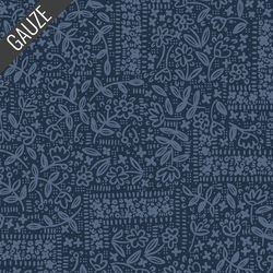 Wildflower Corner Double Gauze in Blue