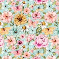 Butterfly Floral in Aquamarine