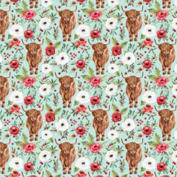 Little Festive Highland Cow in Aqua