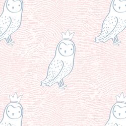Crowned Owl in Sweet Pink and Cashmere Blue