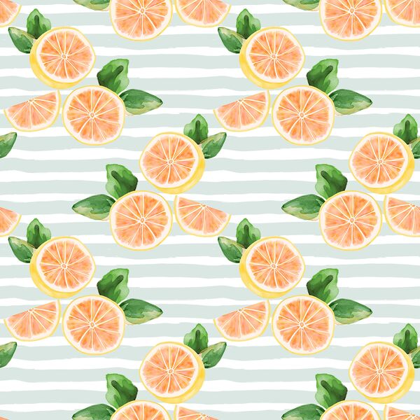 Citrus Slices in Iced Aqua Stripe