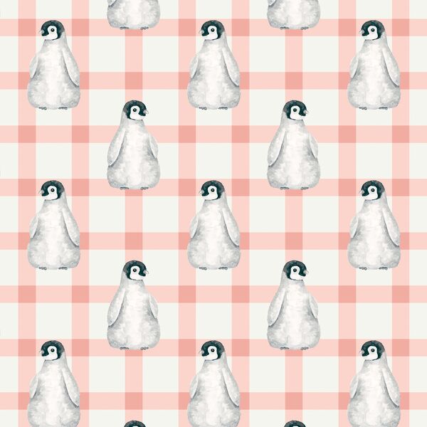 Penguin in Pink Plaid