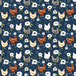 Little Garden Chickens in Navy