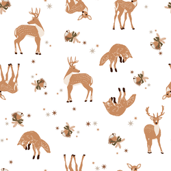 Deer and Fox in White