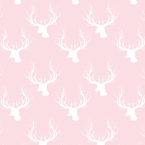 Little Deer Silhouette in White on Soft Pink