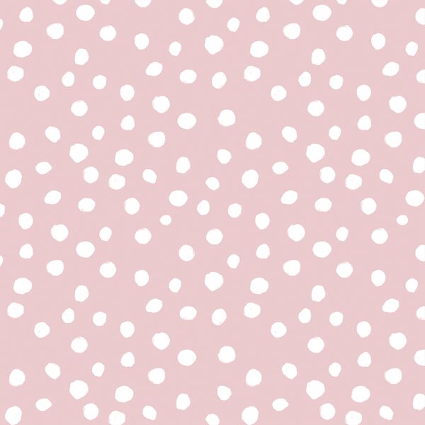 Modern Polka Dot in White on Powder Pink