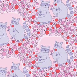 Sweet Raccoons in Berry