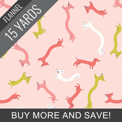 Dachshund Wiggles Snug Flannel in Pink - 15 Yard Bolt