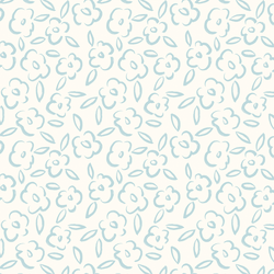 Painted Bloom in Airy Blue on Ivory