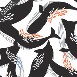 Happy Whales Canvas in White
