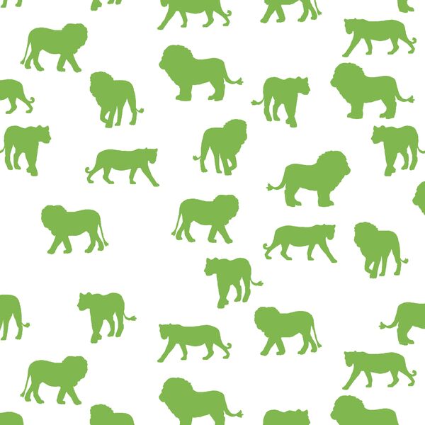 Lion Silhouette in Greenery on White