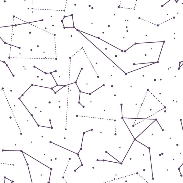 Star Charts in Aubergine on White