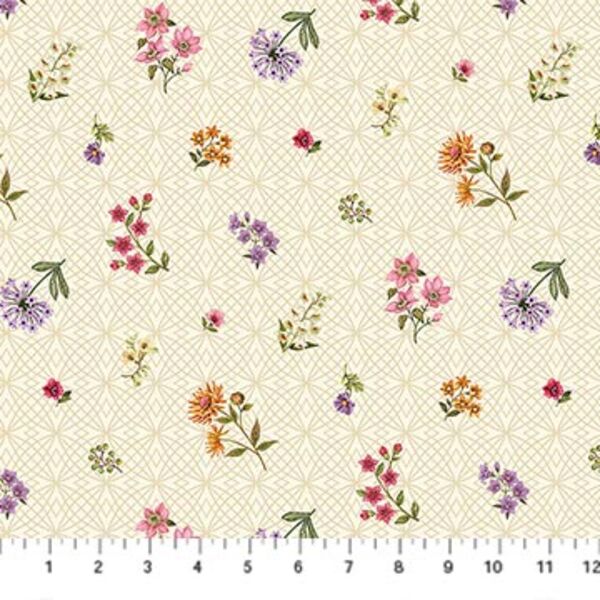 Small Tossed Floral in Beige Multi