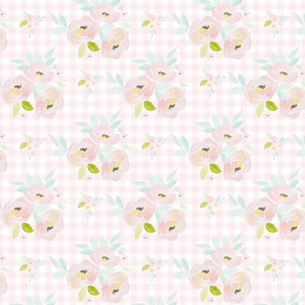 Little Blush Roses in Soft Pink Gingham