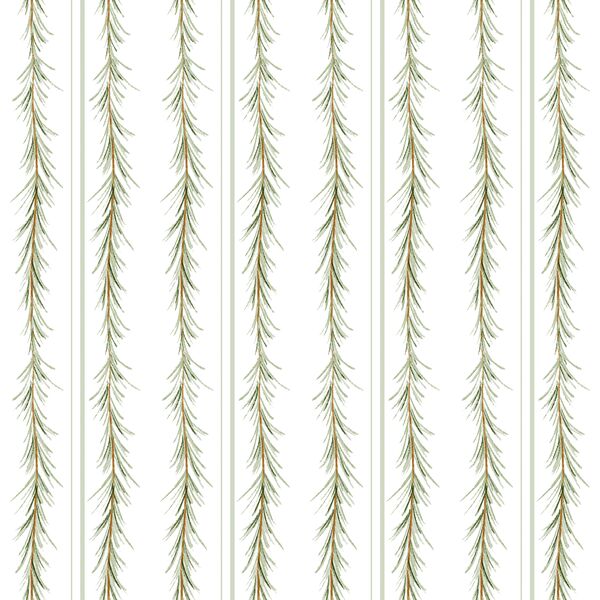 Pine Garland Stripe in White