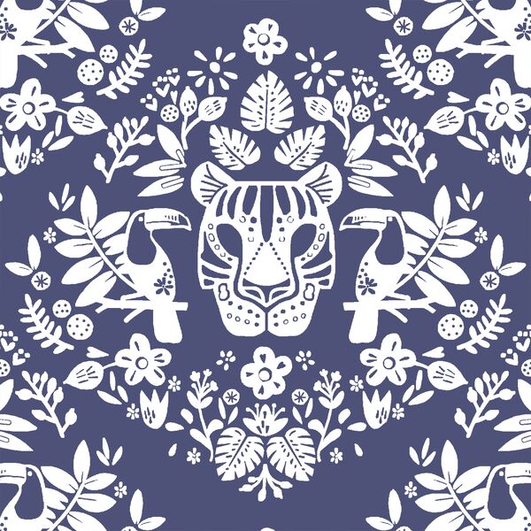 Costa Rica Damask in Indigo
