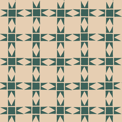 Pieced Christmas Stars in Pine Green on Custard