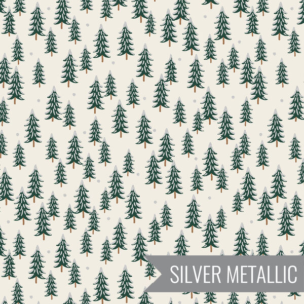 Fir Trees in Silver Metallic